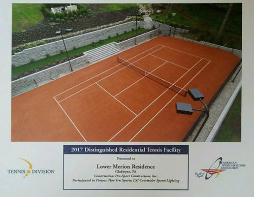 One of our projects was just awarded the 2017 "Distinguished Residential Tennis Facility of the Year" by the American Sports Builders Association.